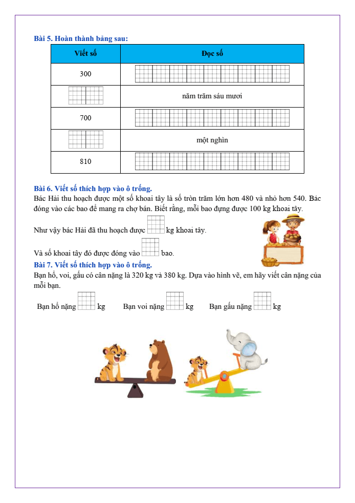 Bài tập hàng ngày Toán lớp 2 Bài 50: So sánh các số, tròn trăm, tròn chục | Kết nối tri thức