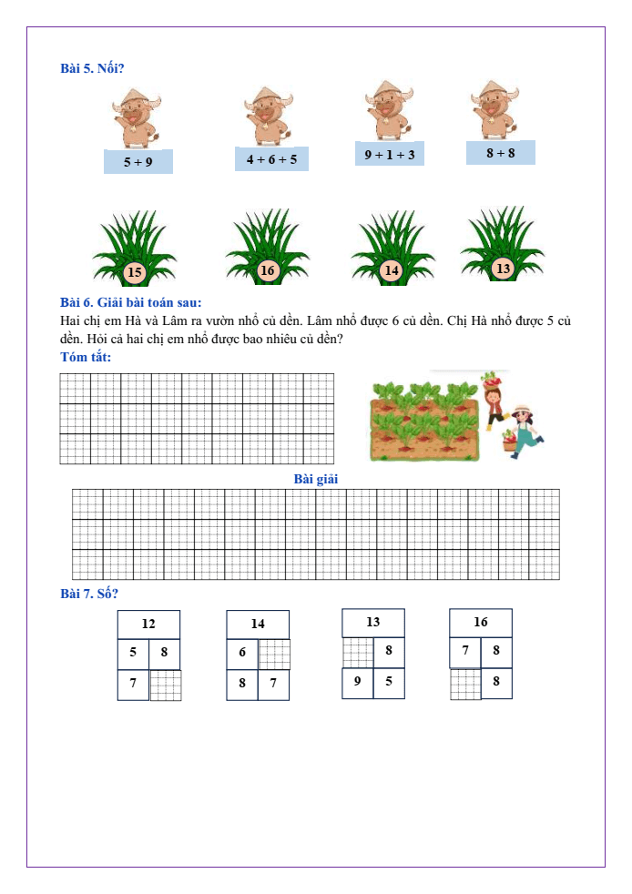Bài tập hàng ngày Toán lớp 2 Bài 8: Bảng cộng qua 10 | Kết nối tri thức