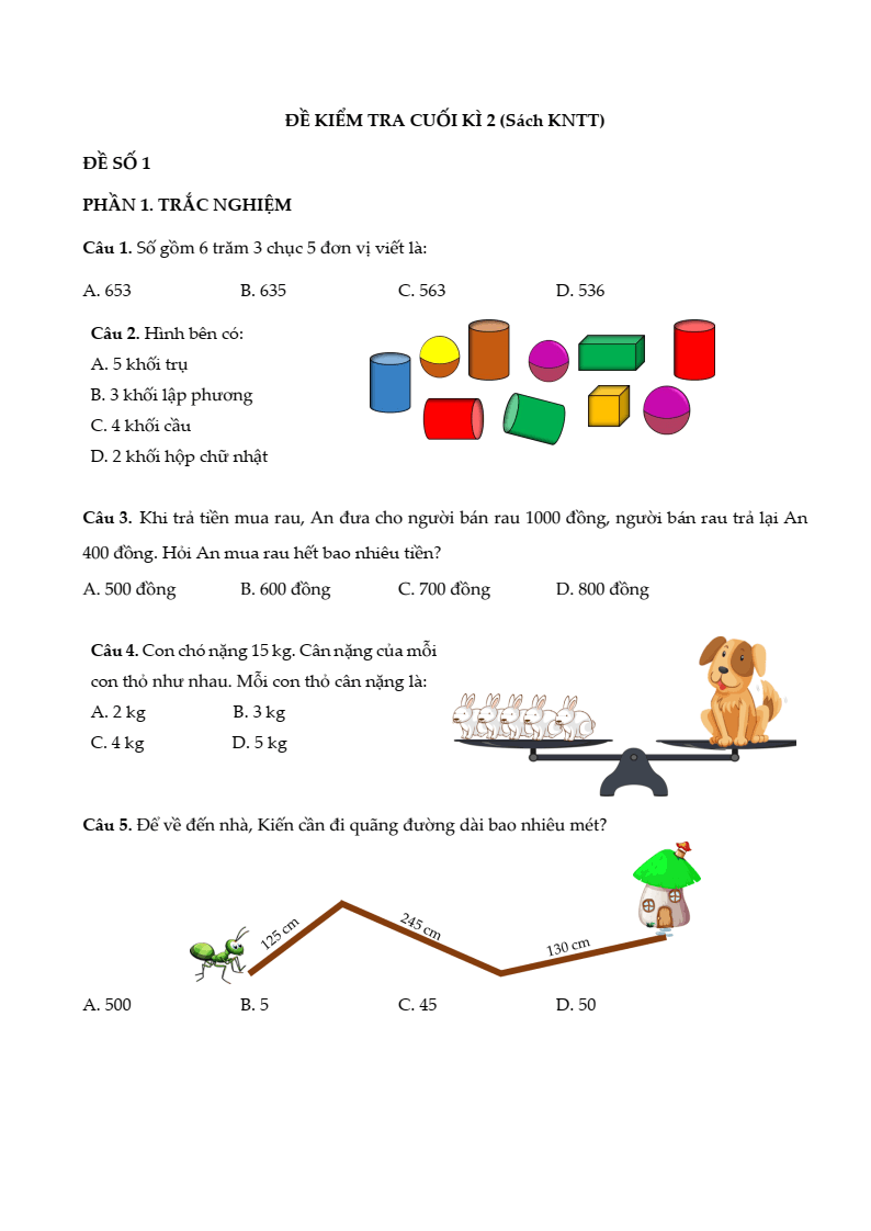 5 Đề thi Toán lớp 2 Học kì 2 Kết nối tri thức năm 2026 tải nhiều nhất
