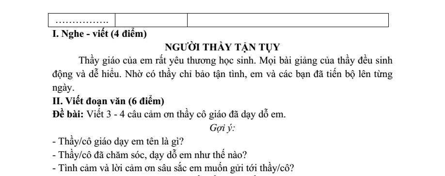 Đề thi Học kì 1 Tiếng Việt lớp 2 năm 2023-2024 trường Tiểu học Hạ Yên Quyết (Hà Nội)