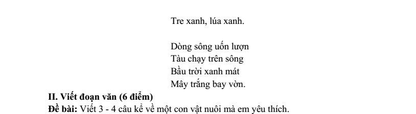 Đề thi Học kì 1 Tiếng Việt lớp 2 năm 2023-2024 trường Tiểu học Nguyễn Bá Ngọc (Hà Nội)