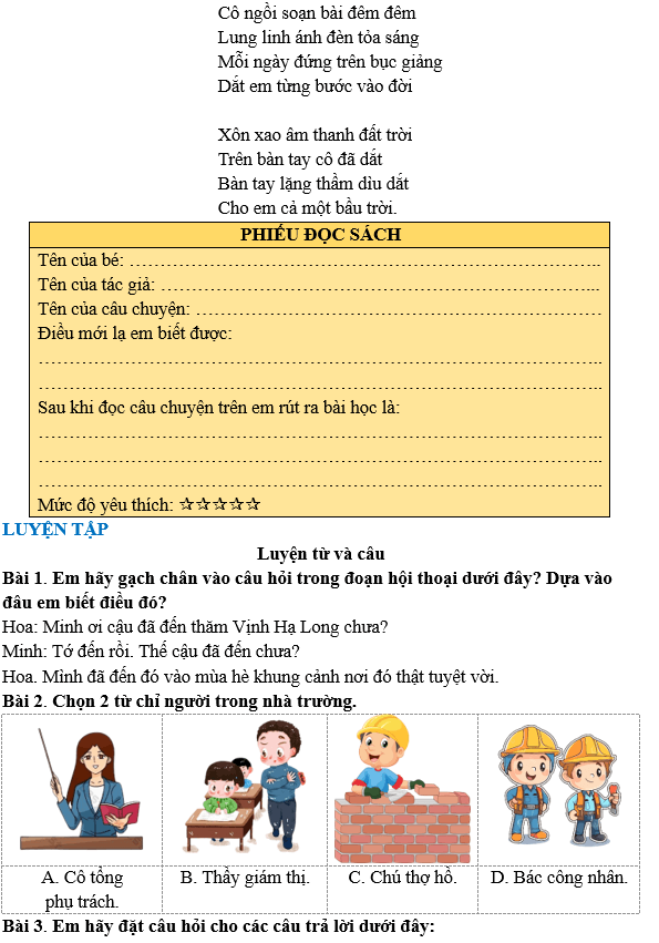 Bài tập hàng ngày Tiếng Việt lớp 3 Bài 12: Bài tập làm văn | Kết nối tri thức