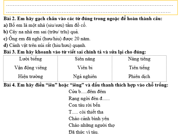 Bài tập hàng ngày Tiếng Việt lớp 3 Bài 19: Khi cả nhà bé tí | Kết nối tri thức