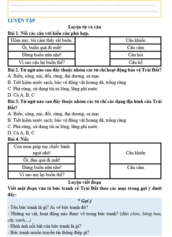 Bài tập hàng ngày Tiếng Việt lớp 3 Bài 30: Một mái nhà chung | Kết nối tri thức