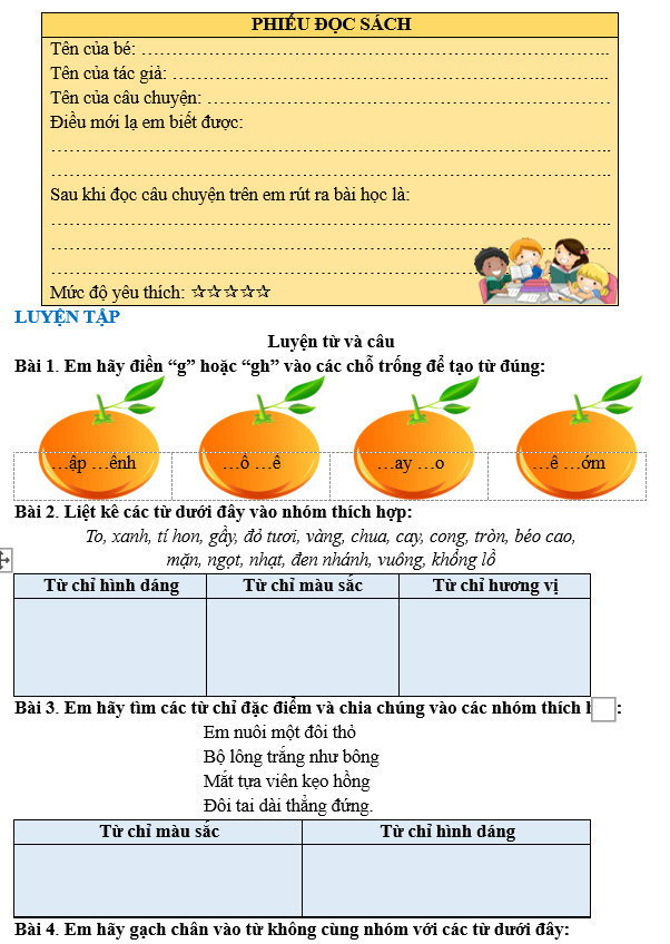 Bài tập hàng ngày Tiếng Việt lớp 3 Bài 4: Lần đầu ra biển | Kết nối tri thức