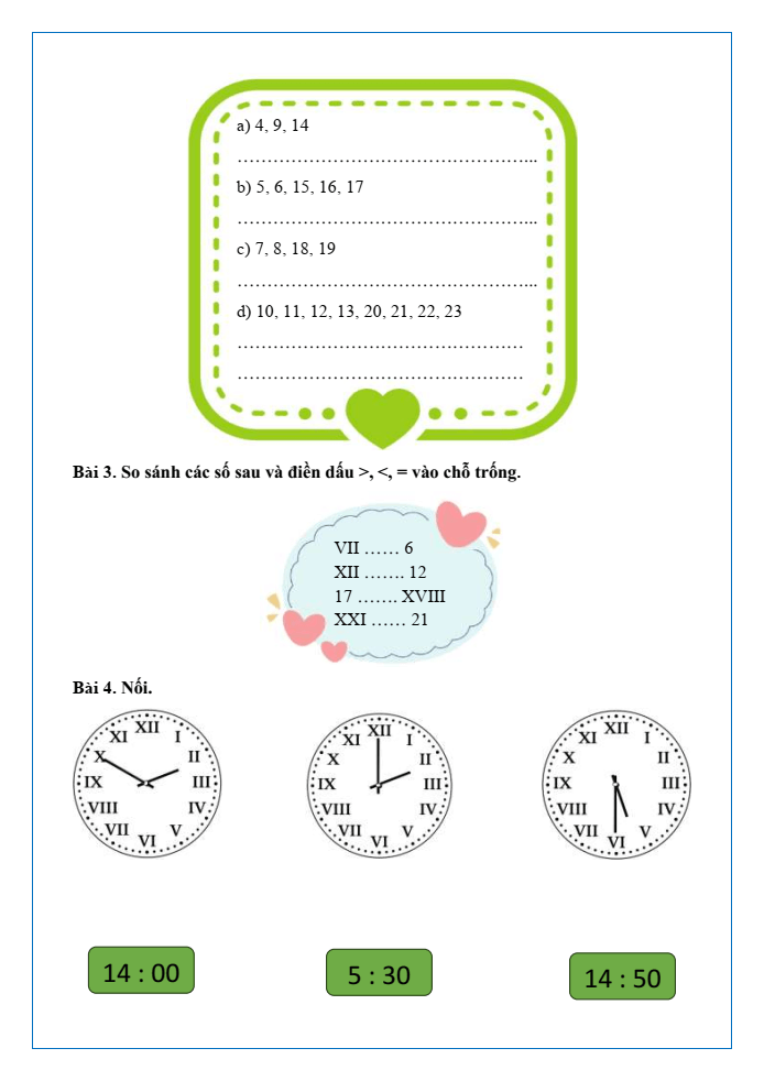 Bài tập hàng ngày Toán lớp 3 Bài 47: Làm quen với chữ số La Mã | Kết nối tri thức