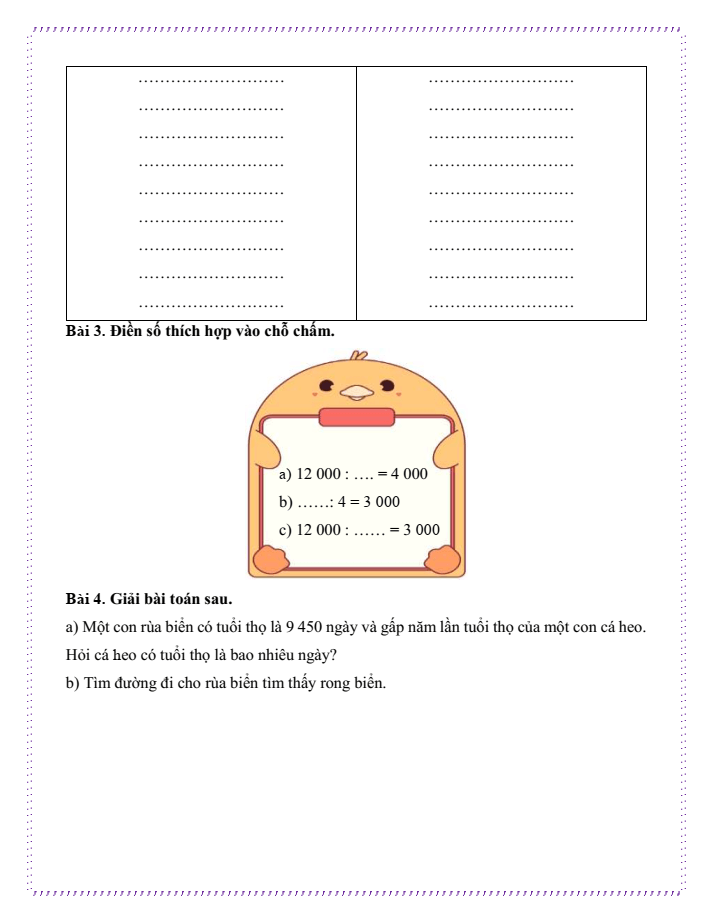 Bài tập hàng ngày Toán lớp 3 Bài 57: Chia số có bốn chữ số cho số có một chữ số | Kết nối tri thức