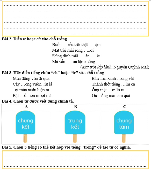 Bài tập hàng ngày Tiếng Việt lớp 3 Bài 7: Mùa hè lấp lánh | Kết nối tri thức