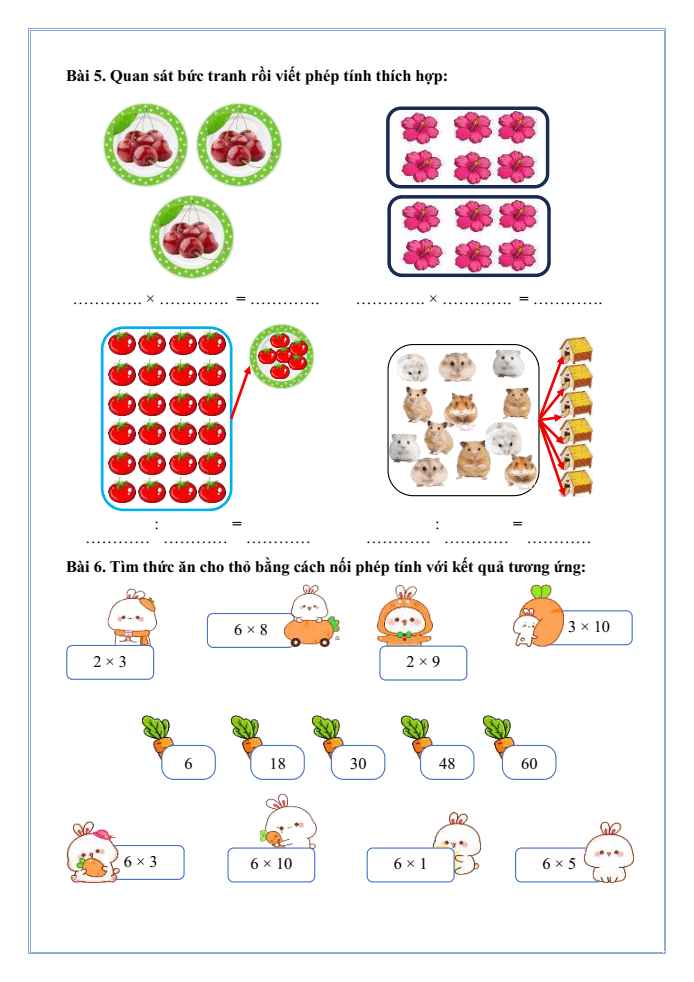 Bài tập hàng ngày Toán lớp 3 Bài 9: Bảng nhân 6, bảng chia 6 | Kết nối tri thức