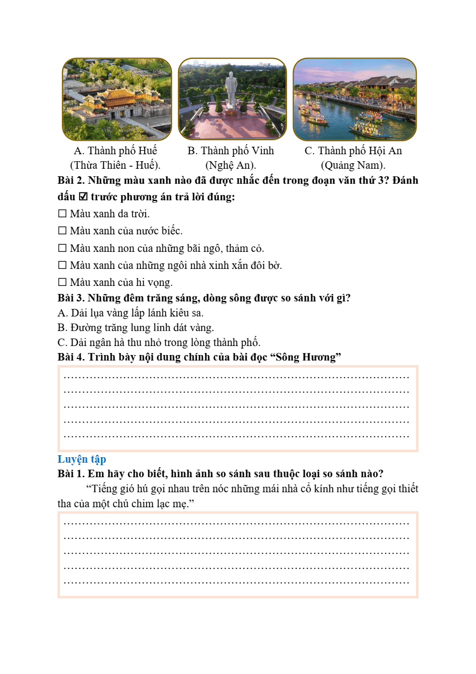 Bài tập hàng ngày Tiếng Việt lớp 3 Cánh diều Học kì 2 (có lời giải)