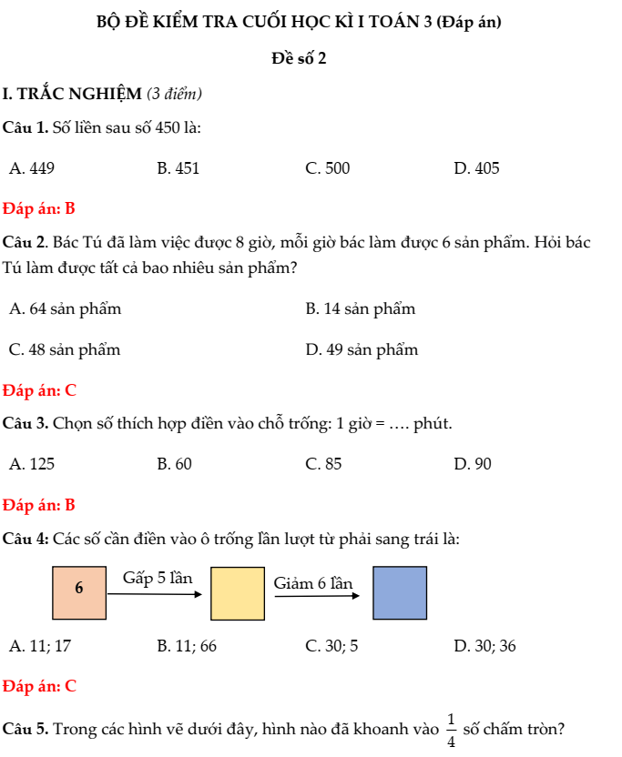 20+ Đề thi Toán lớp 3 Học kì 1 Chân trời sáng tạo 2025 (tải nhiều)