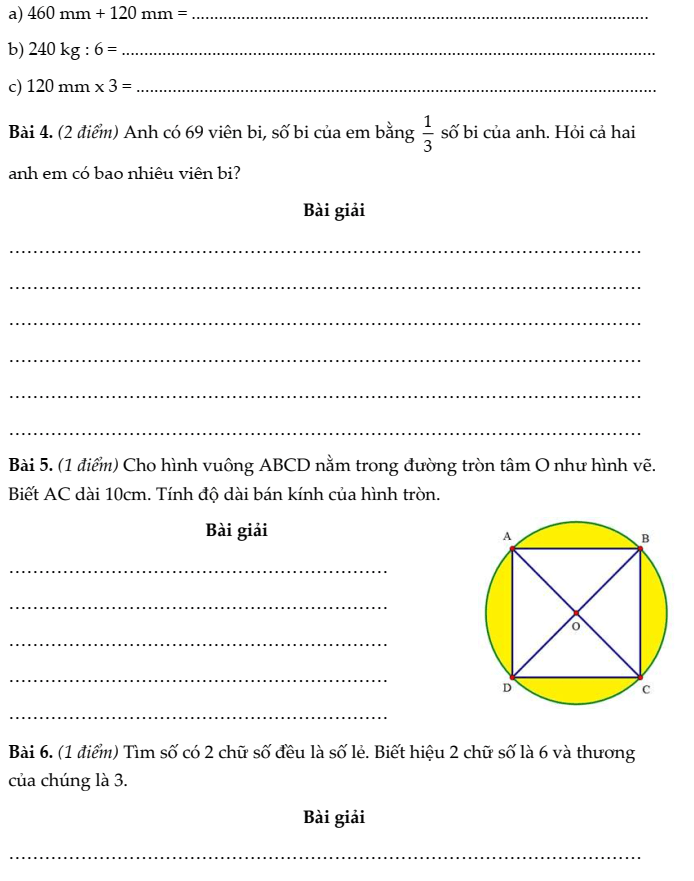 20+ Đề thi Toán lớp 3 Học kì 1 Chân trời sáng tạo 2025 (tải nhiều)