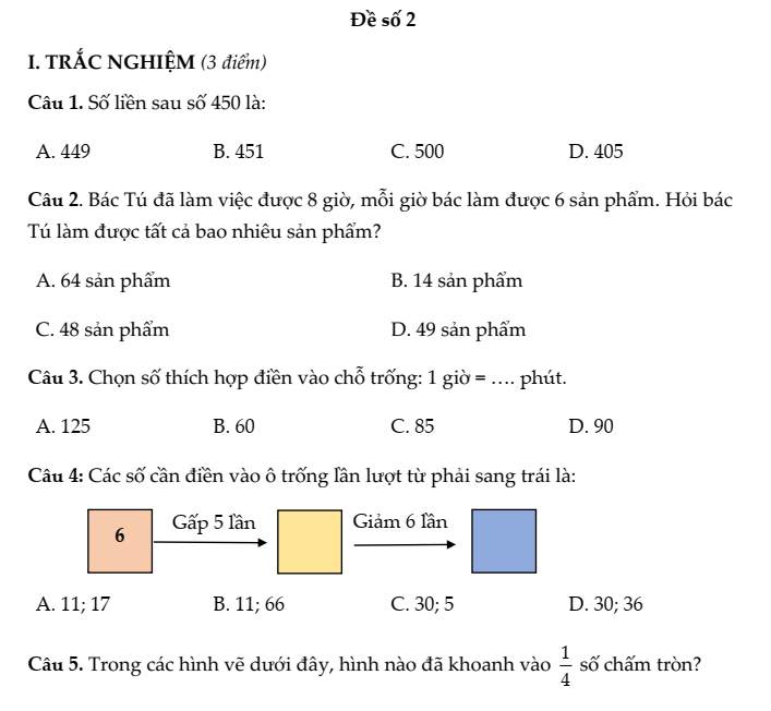 20+ Đề thi Toán lớp 3 Học kì 1 Chân trời sáng tạo 2025 (tải nhiều)