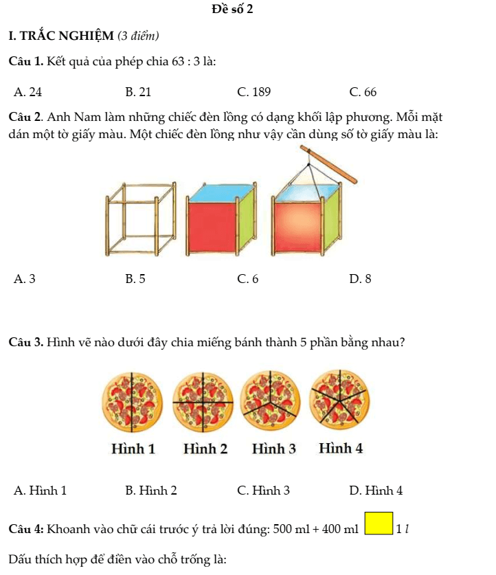 20+ Đề thi Toán lớp 3 Học kì 1 Kết nối tri thức 2025 (tải nhiều)