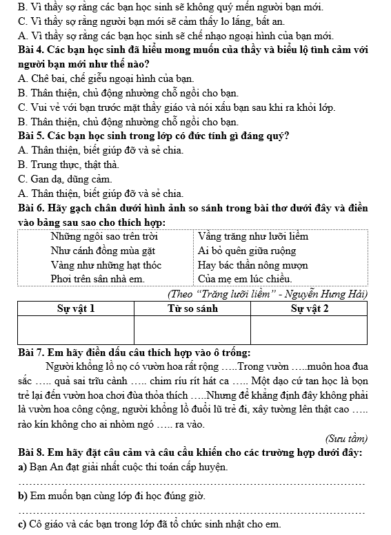 Bài tập hàng ngày Tiếng Việt lớp 3 Ôn tập cuối học kì 2 | Kết nối tri thức