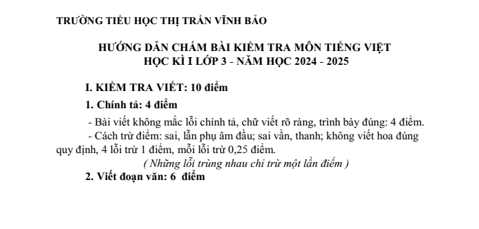 Đề thi Học kì 1 Tiếng Việt lớp 3 năm 2024-2025 trường Tiểu học Vĩnh Bảo (Hải Phòng - Đề số 2)