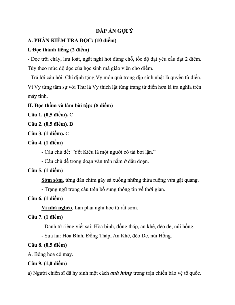 20 Đề thi Giữa kì 2 Tiếng Việt lớp 4 Cánh diều (có đáp án, cấu trúc mới)