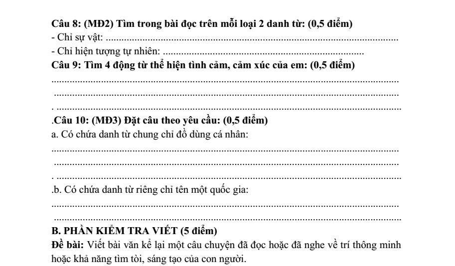 Đề thi Giữa kì 1 Tiếng Việt lớp 4 năm 2025-2026 trường Tiểu học Bình Thuận