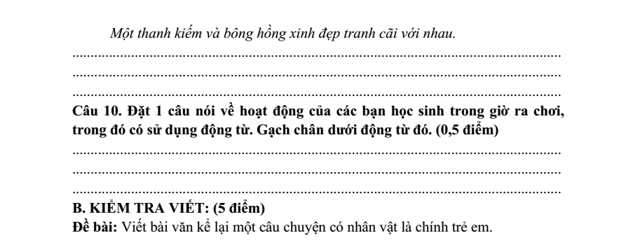 Đề thi Học kì 1 Tiếng Việt lớp 4 năm 2025-2026 trường Tiểu học Cẩm Khê (Phú Thọ)