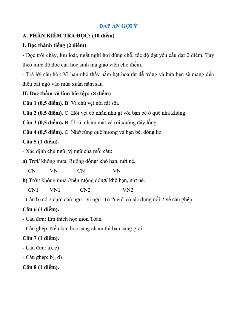 20 Đề thi Giữa kì 2 Tiếng Việt lớp 5 Chân trời sáng tạo (có đáp án, cấu trúc mới)