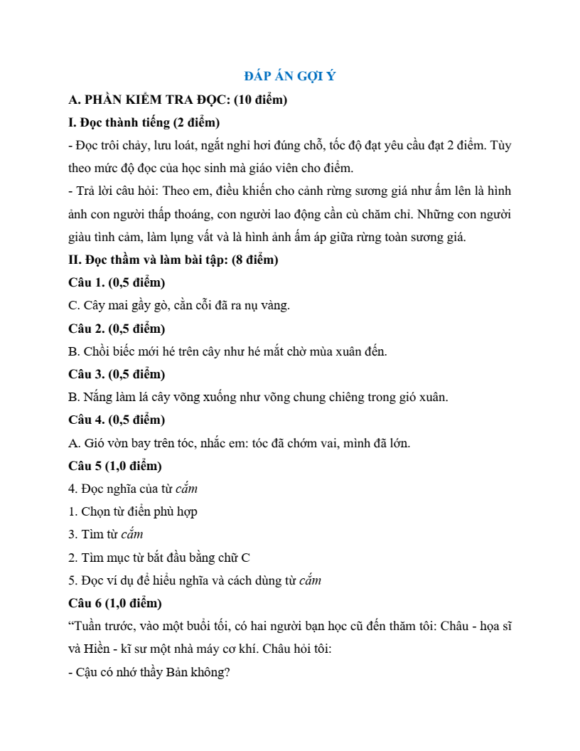 20 Đề thi Học kì 1 Tiếng Việt lớp 5 Kết nối tri thức (có đáp án, cấu trúc mới)
