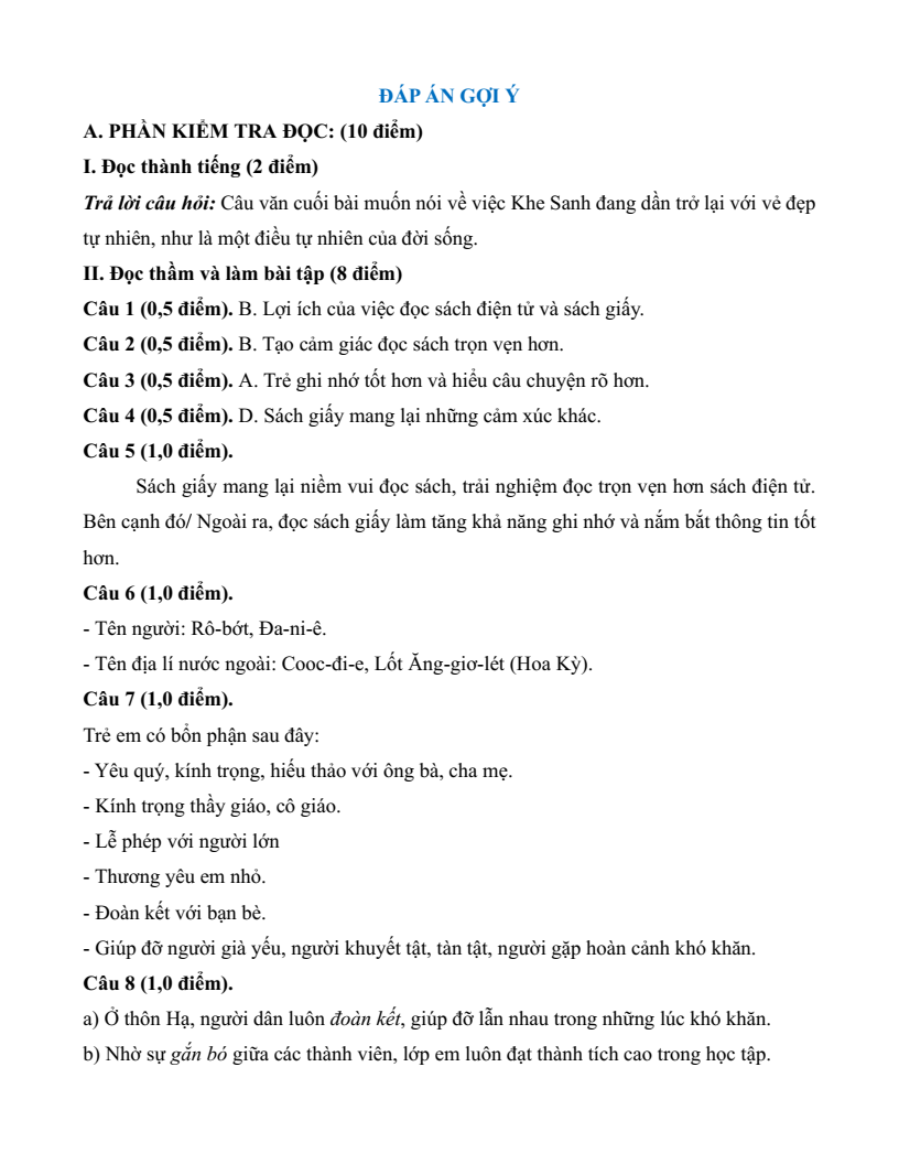 20 Đề thi Học kì 2 Tiếng Việt lớp 5 Chân trời sáng tạo (có đáp án, cấu trúc mới)