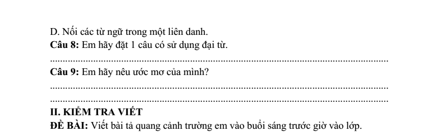 Đề thi Học kì 1 Tiếng Việt lớp 5 năm 2025-2026 trường TH&THCS Quang Trung