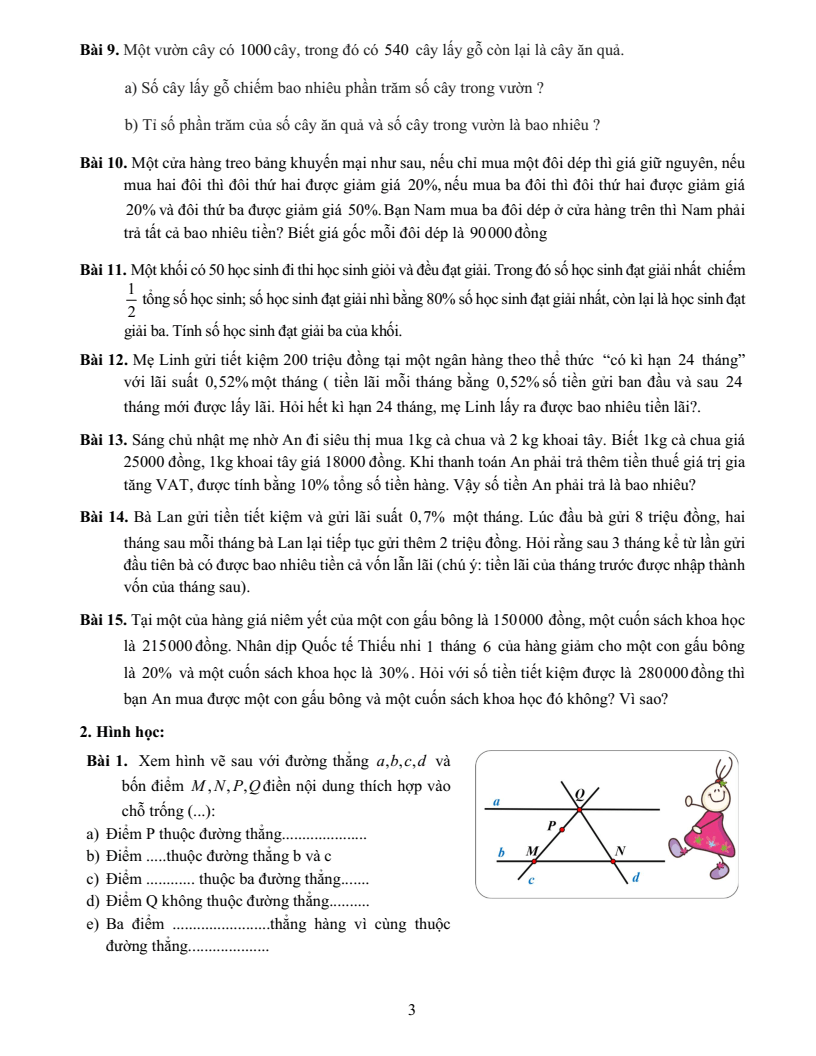 Đề cương ôn tập Giữa kì 2 Toán 6 trường THCS Thành Công (Hà Nội) năm 2025-2026