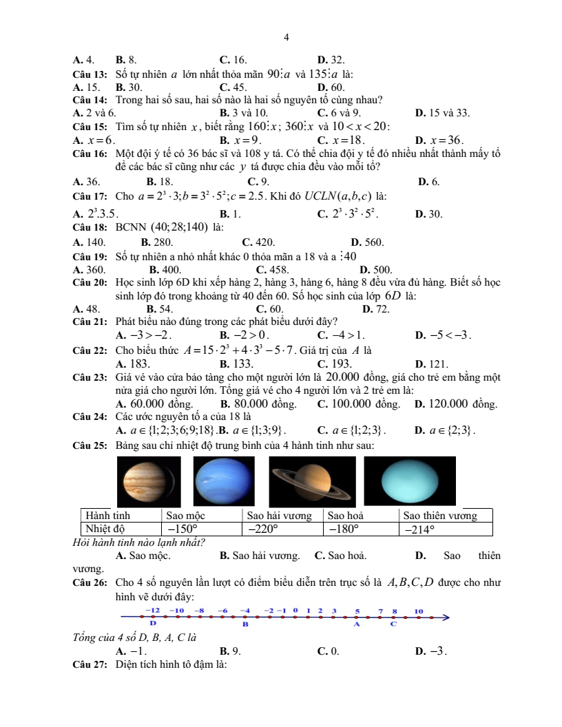 Đề cương ôn tập Học kì 1 Toán 6 trường THCS Ái Mộ năm 2025-2026