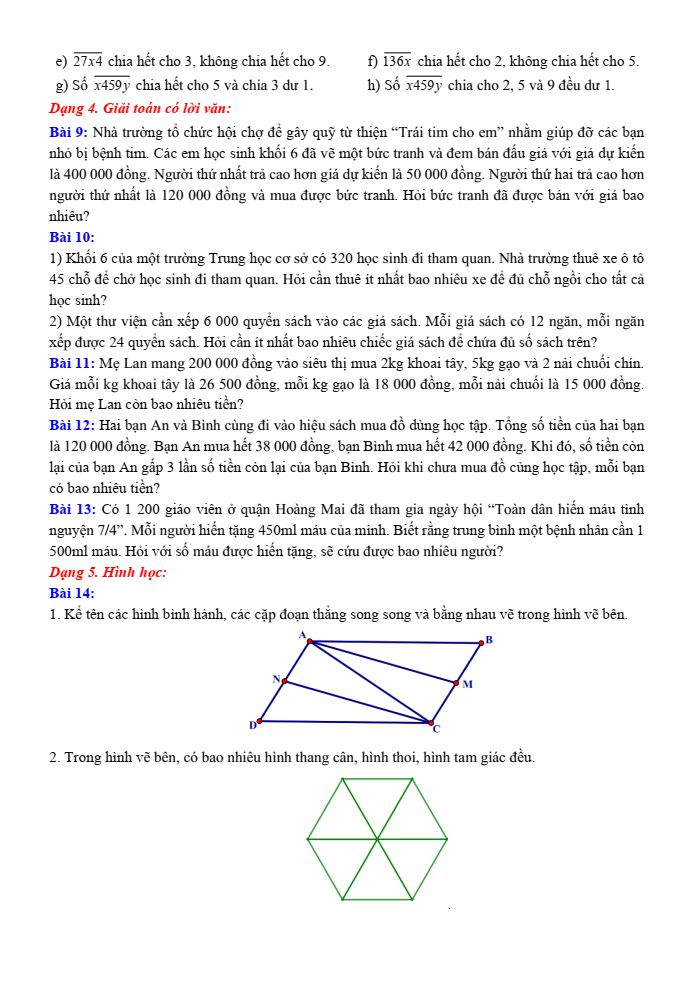 Đề cương ôn tập Giữa kì 1 Toán 6 trường THCS Lĩnh Nam năm 2025-2026