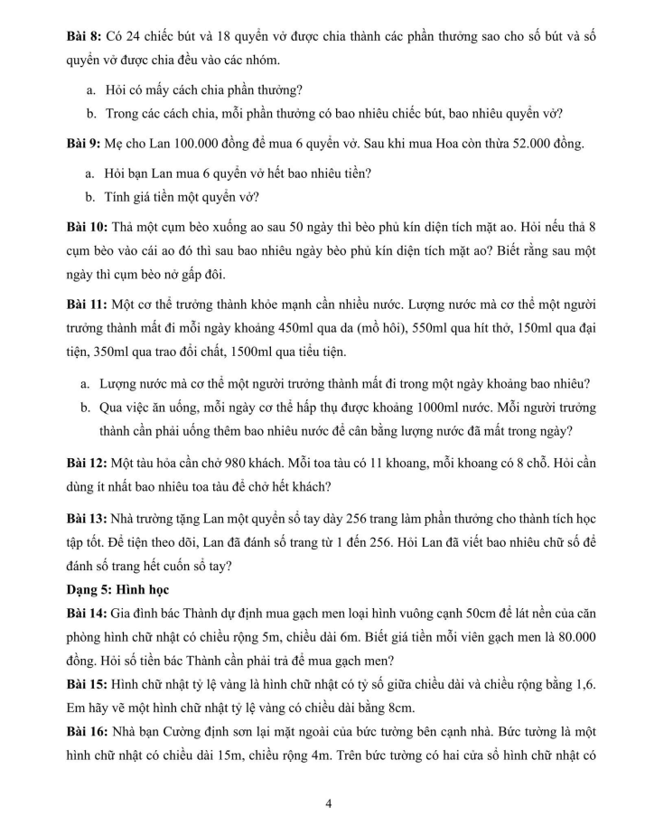 Đề cương ôn tập Giữa kì 1 Toán 6 trường THCS Nguyễn Trường Tộ năm 2025-2026