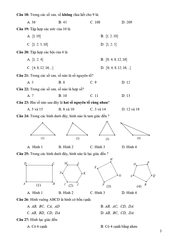 Đề cương ôn tập Giữa kì 1 Toán 6 trường THCS Phước Nguyên năm 2025-2026