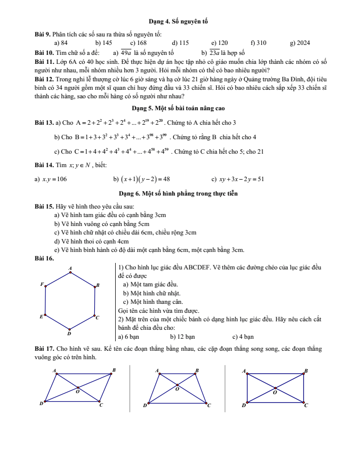 Đề cương ôn tập Giữa kì 1 Toán 6 trường THCS Thành Công năm 2025-2026