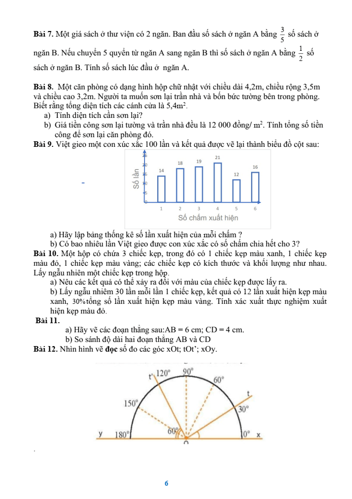 Đề cương ôn tập Học kì 2 Toán 6 trường THCS Mạo Khê II năm 2024-2025