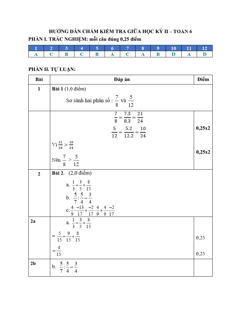 Đề thi Giữa kì 2 Toán 6 phòng GD&ĐT Bình Thạnh (Tp.HCM) năm 2023-2024