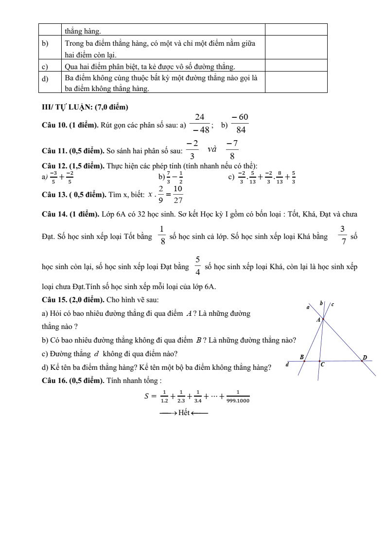Đề thi Giữa kì 2 Toán 6 trường THCS Hà Huy Tập (TP HCM) năm 2025-2026