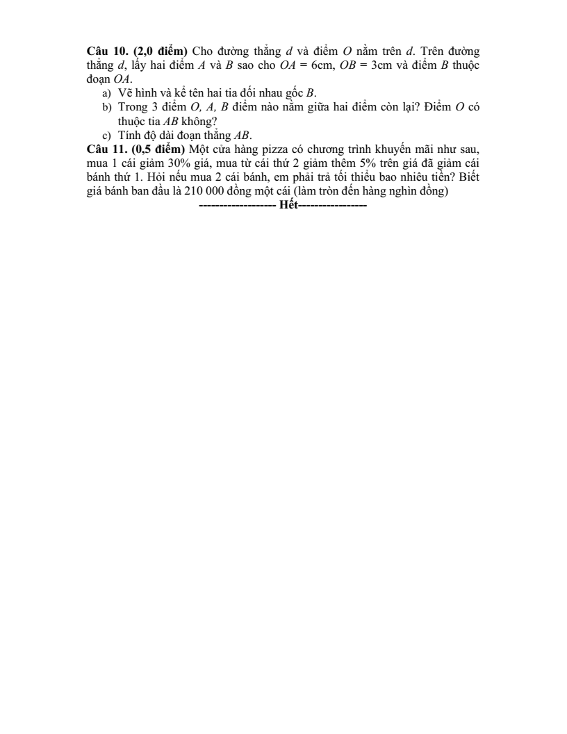 Đề thi Giữa kì 2 Toán 6 trường THCS Nội Duệ (Bắc Ninh) năm 2024-2025