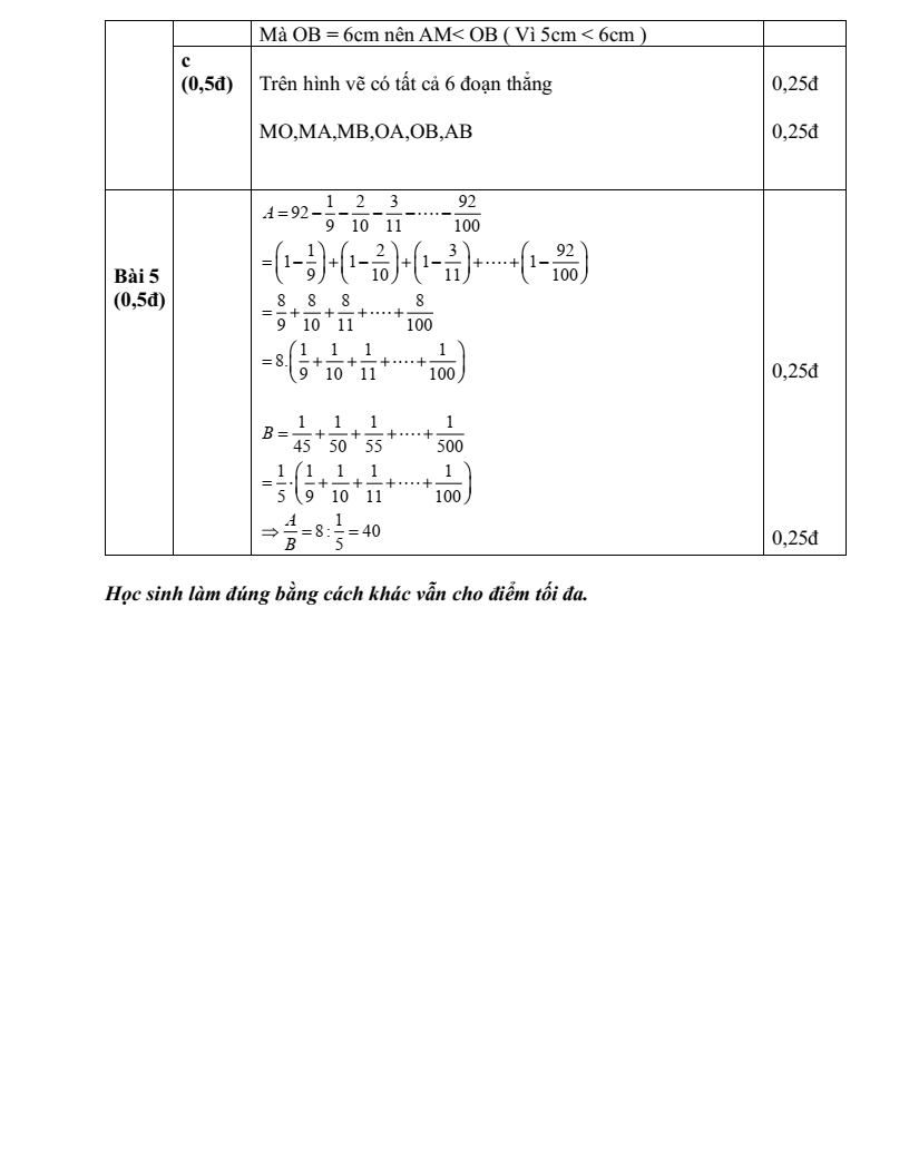 Đề thi Giữa kì 2 Toán 6 trường THCS Phú Lãm (Hà Nội) năm 2023-2024