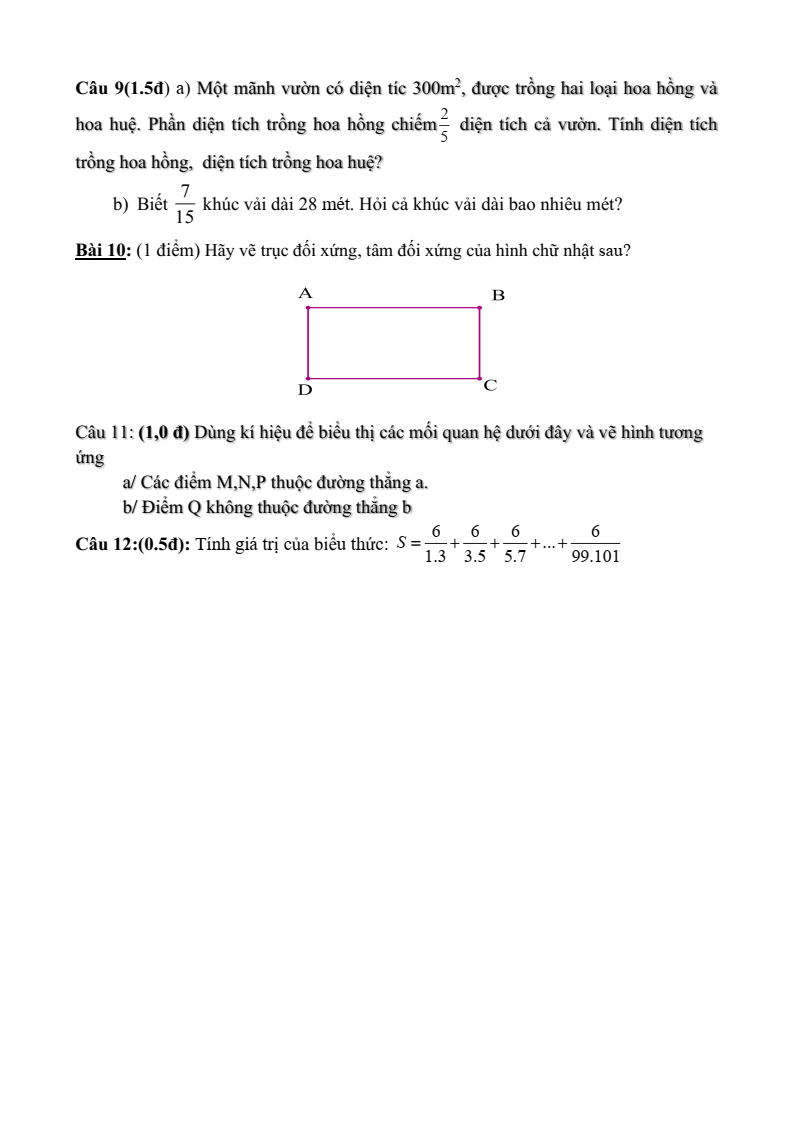 Đề thi Giữa kì 2 Toán 6 trường THCS Trần Hưng Đạo (Bà Rịa - Vũng Tàu) năm 2023-2024