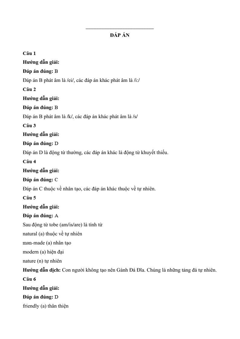 Đề thi Học kì 1 Tiếng Anh 6 Sở GD&ĐT Bắc Ninh năm 2024-2025