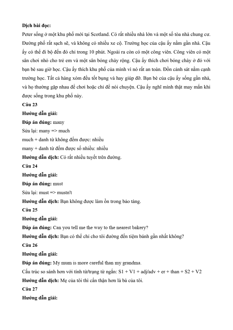 Đề thi Học kì 1 Tiếng Anh 6 Sở GD&ĐT Bắc Ninh năm 2024-2025