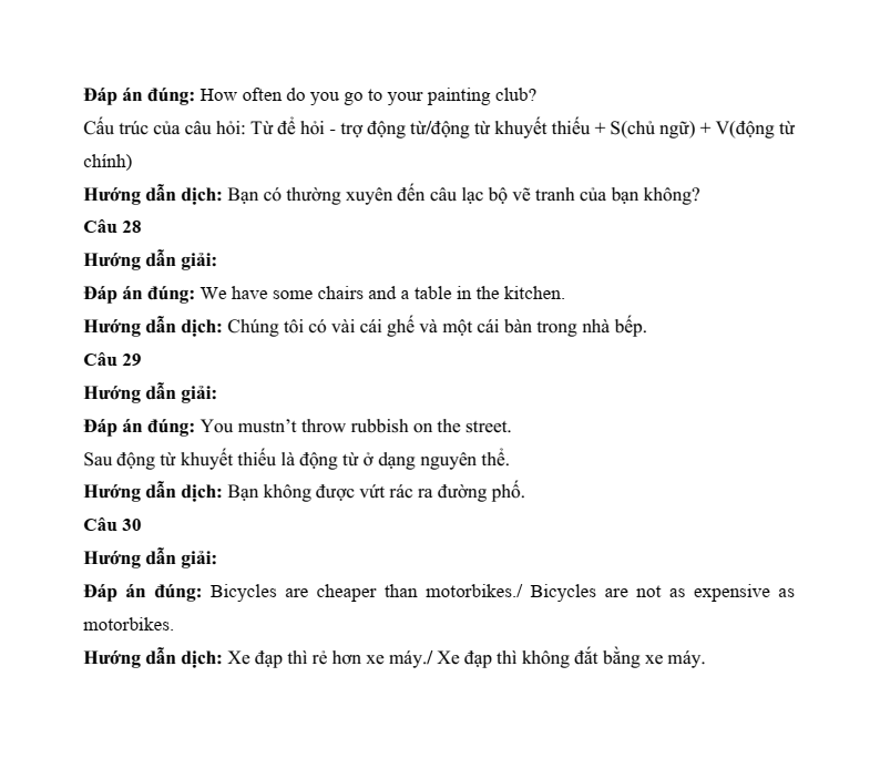 Đề thi Học kì 1 Tiếng Anh 6 Sở GD&ĐT Bắc Ninh năm 2024-2025