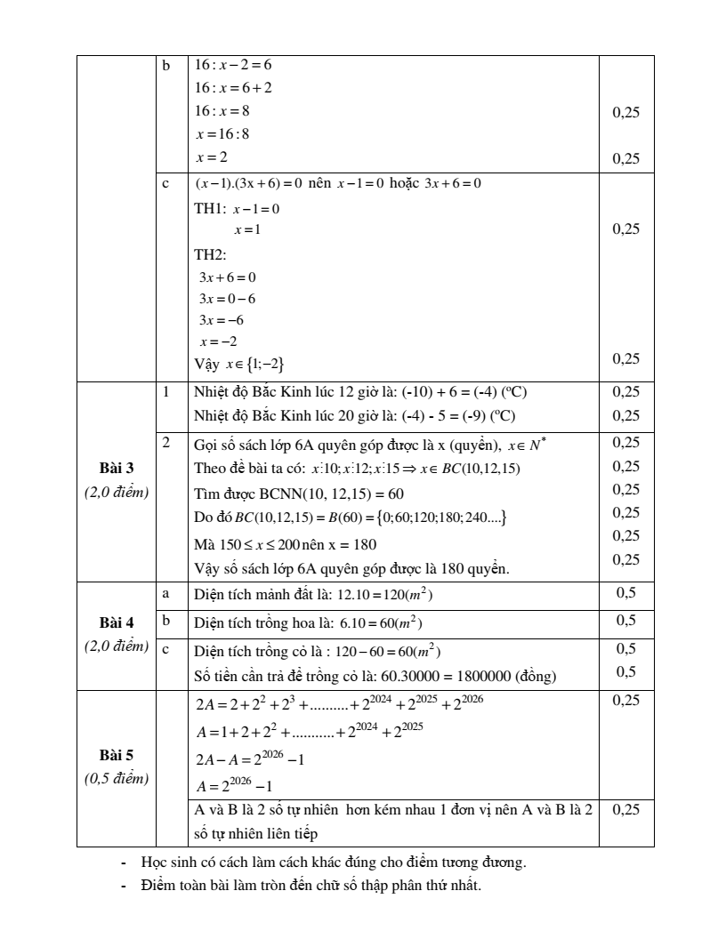 Đề thi Học kì 1 Toán 6 cụm chuyên môn số 14 Hà Nội năm 2025-2026