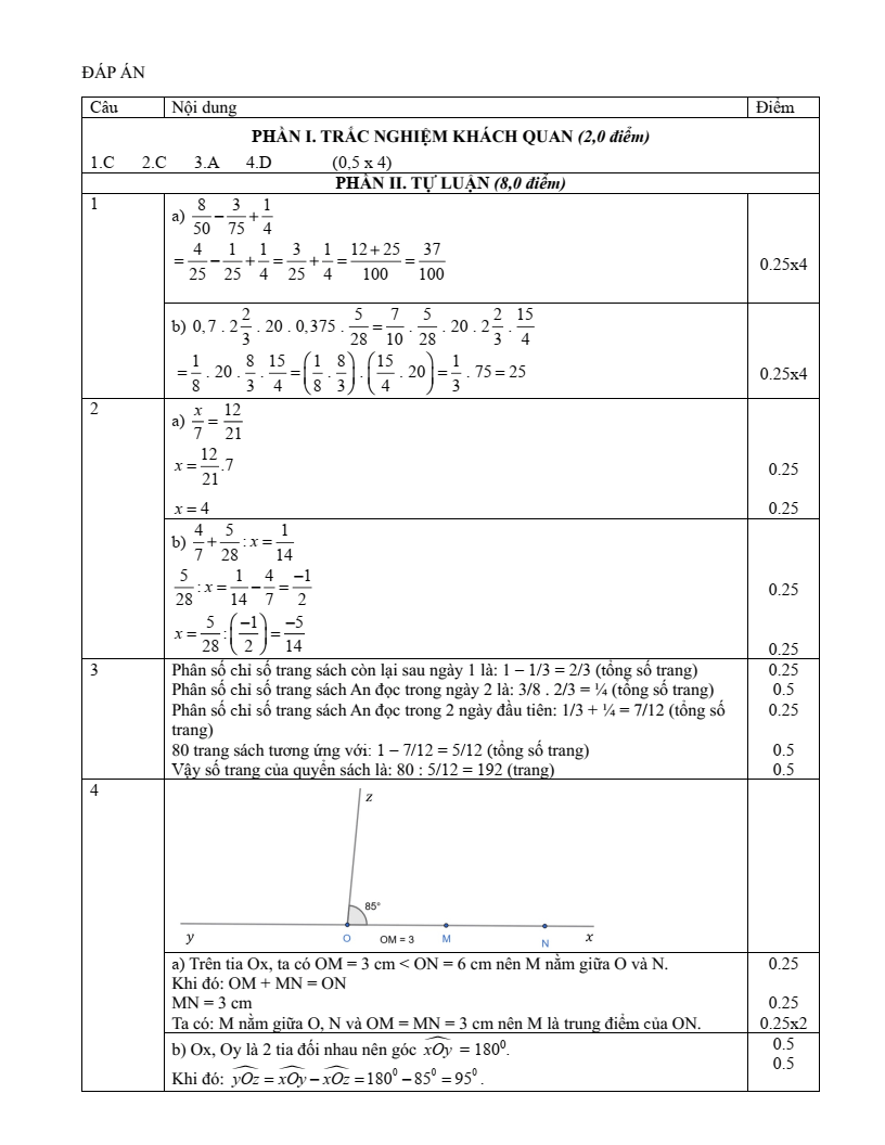Đề thi Học kì 2 Toán 6 phòng GD&ĐT Quận 7 (Tp.HCM) năm 2024-2025