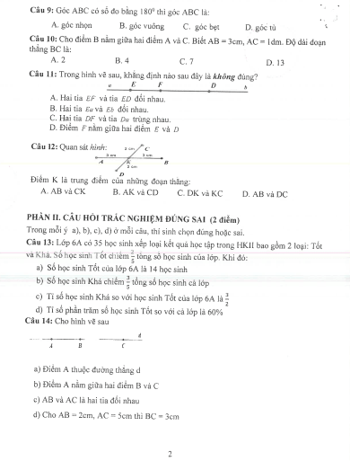 Đề thi Học kì 2 Toán 6 Phòng GD&ĐT Thủ Dầu Một (Bình Dương) năm 2025-2026