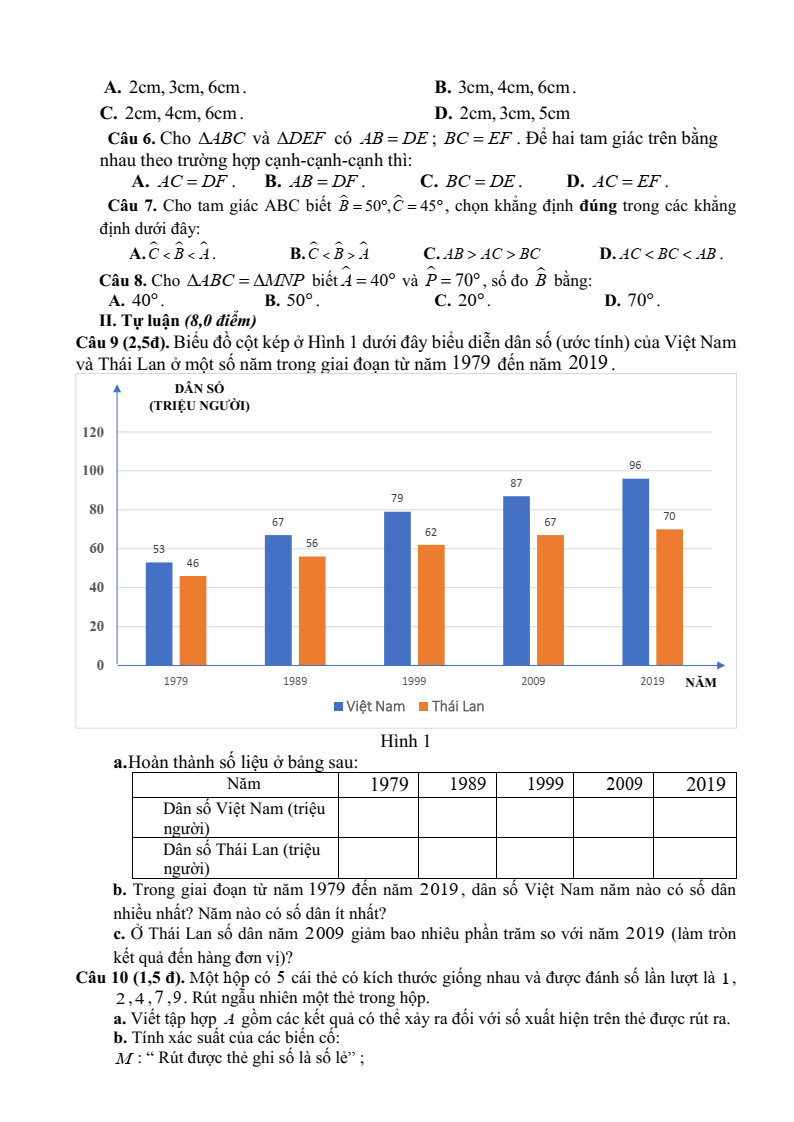 Đề cương ôn tập Giữa kì 2 Toán 7 trường THCS Nguyễn Bỉnh Khiêm (Hà Nội) năm 2025-2026