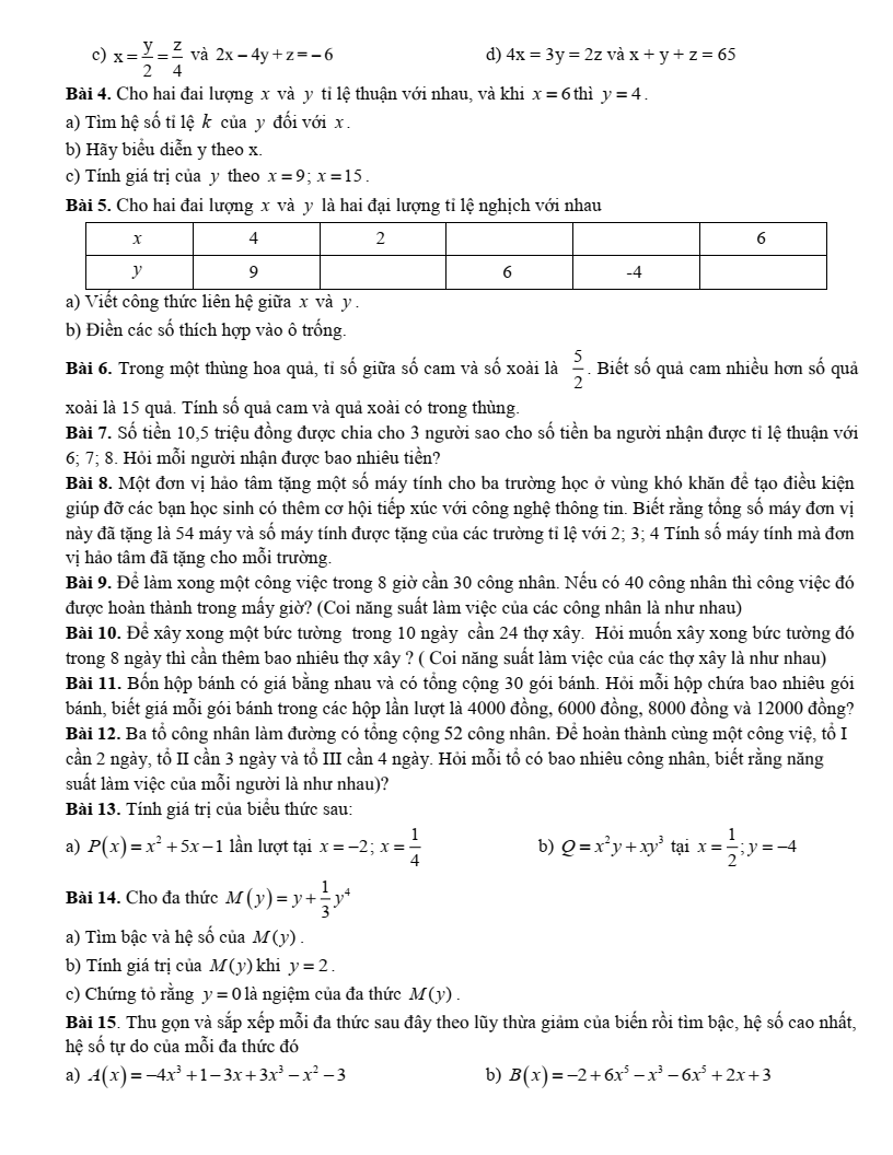 Đề cương ôn tập Giữa kì 2 Toán 7 trường THCS Thành Công (Hà Nội) năm 2025-2026