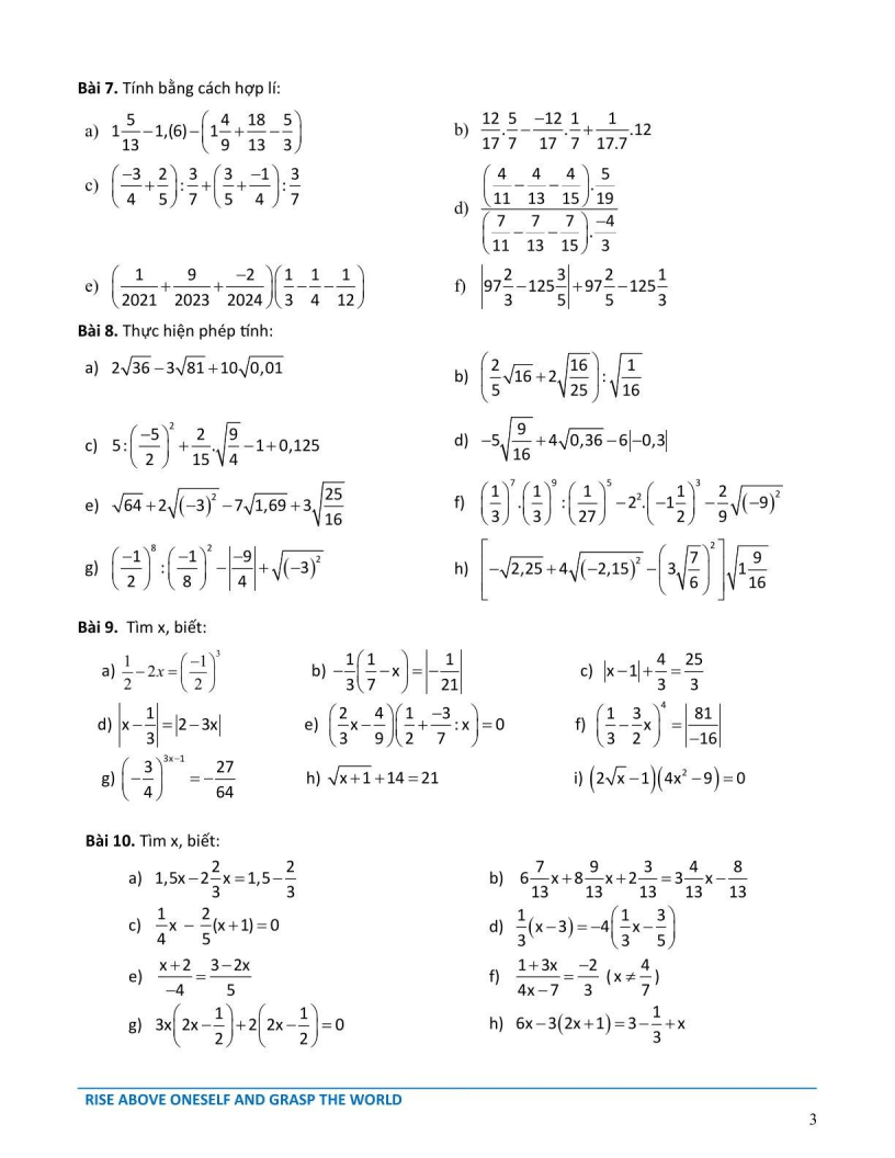 Đề cương ôn tập Học kì 1 Toán 7 Hệ thống Giáo dục Archimedes School năm 2025-2026