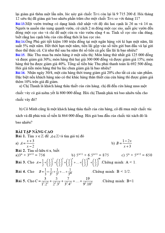 Đề cương ôn tập Giữa kì 1 Toán 7 trường THCS Nguyễn Văn Linh năm 2025-2026