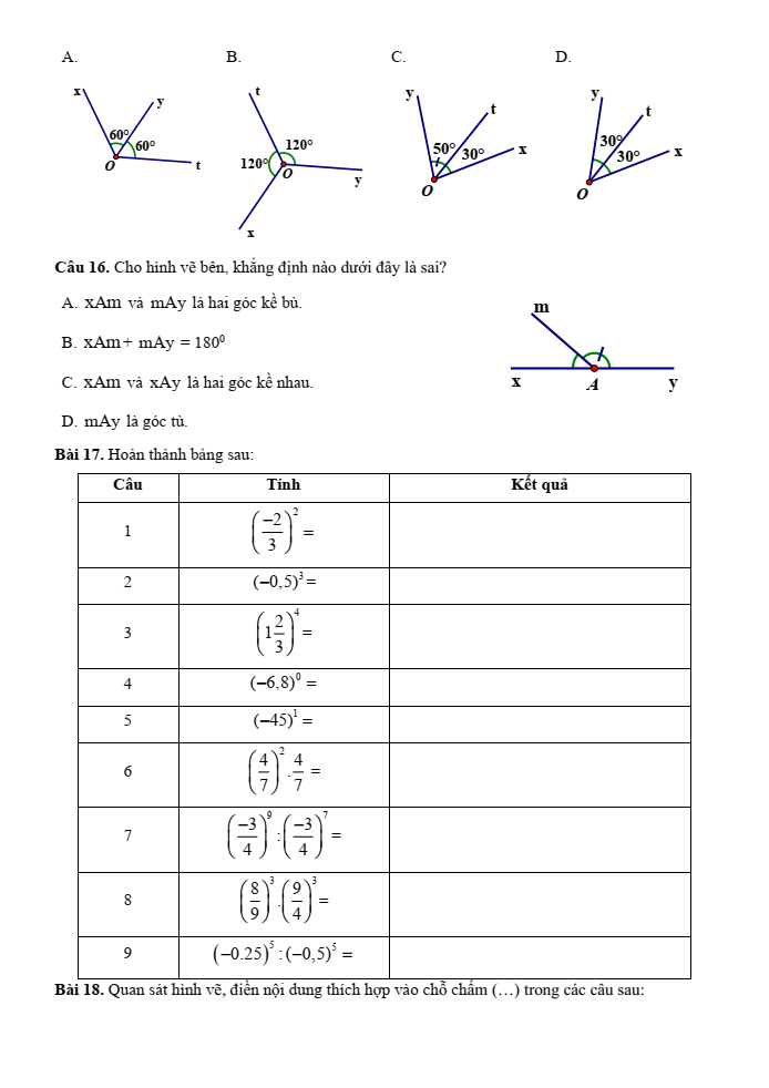 Đề cương ôn tập Giữa kì 1 Toán 7 trường THCS Thành Công năm 2025-2026
